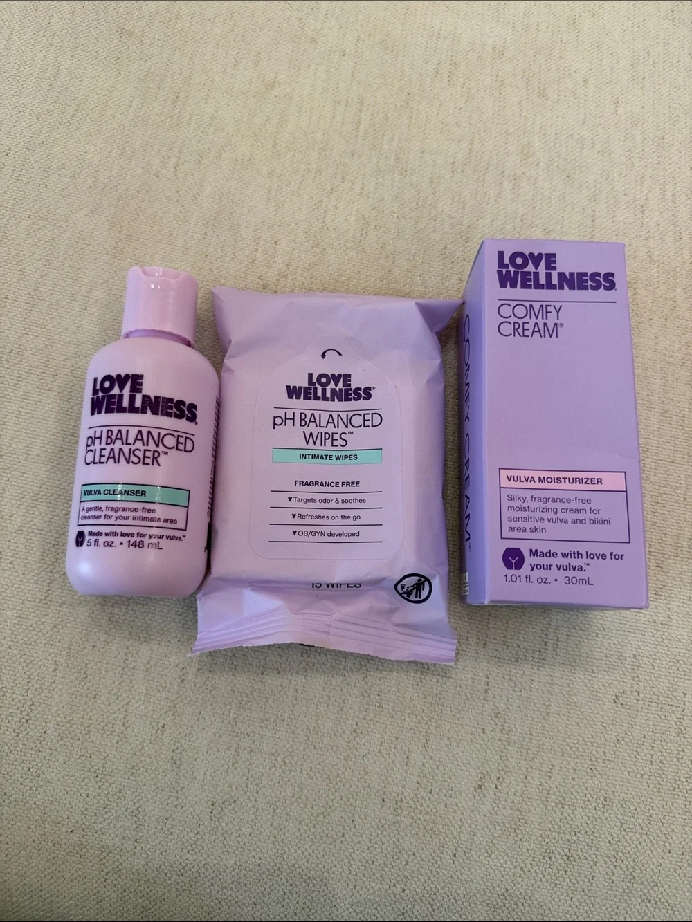 Love wellness comfy cream ph balance cleanser wipes set revolve *